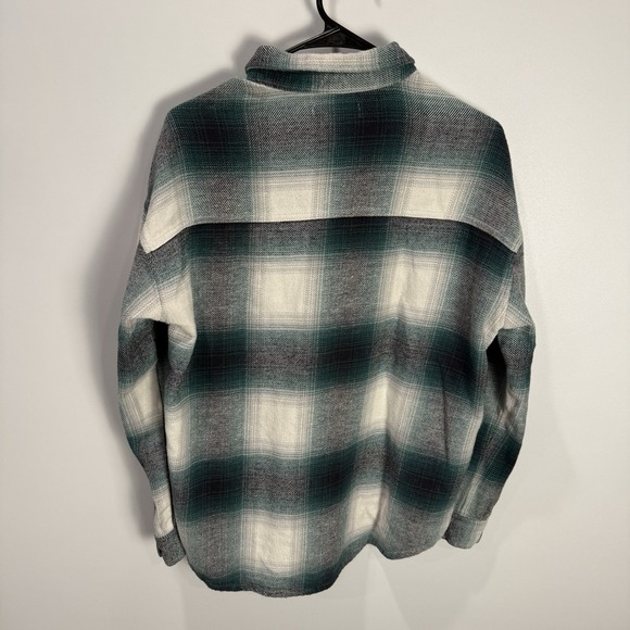 Hollister Women's M Green Plaid Shirt Collared Long Sleeve Boyfriend Fit Casual - Picture 3 of 4